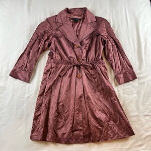 Nine West Rose Metallic Coat Cinched Waist Button Front 3/4 Sleeve Women’s SM